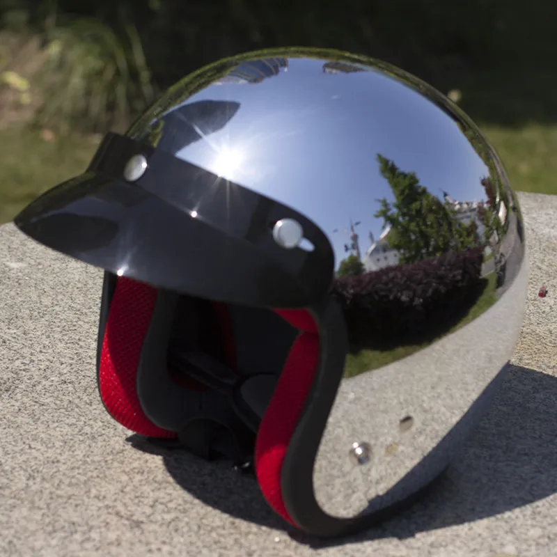 

VCOROS open face Vintage motorcycle helmet ATV retro scooter helmets cascos capacetes motociclistas moto casco siler chrome
