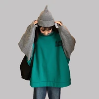 2018 women harajuku hoodies two false pieces sweatshirts high neck clothing feminina loose female casual coat stuent warm sweats