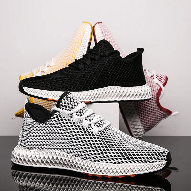 Мужская сетчатая обувь на плоской подошве летние кроссовки дышащая модная