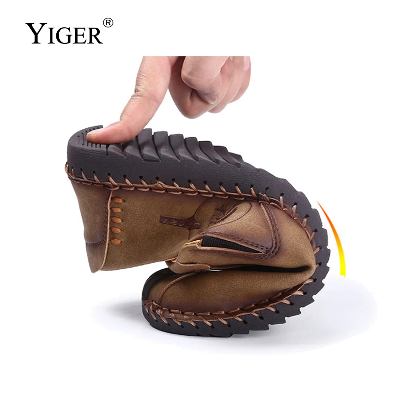 Мужская хлопковая обувь YIGER черная теплая Повседневная на меху со шнуровкой