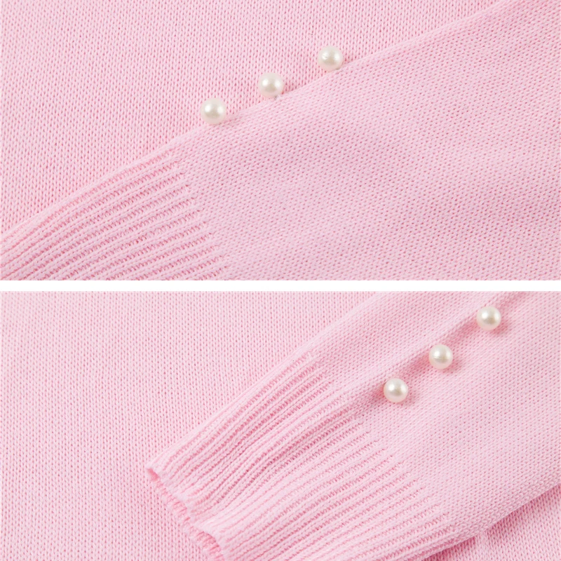 2018 Зимний новый стиль чистый свитер с жемчугом мисс Джокер длинным рукавом