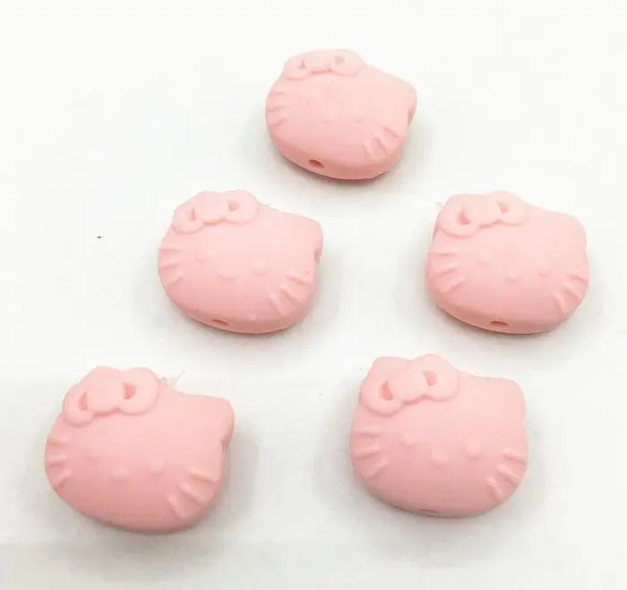 baby pink 20 шт. мультфильм Hello Kitty Силиконовый бисер еда без бисфенола-а Силиконовые Прорезыватели для зубов детский Прорезыватель жевательный - Цвет: baby pink