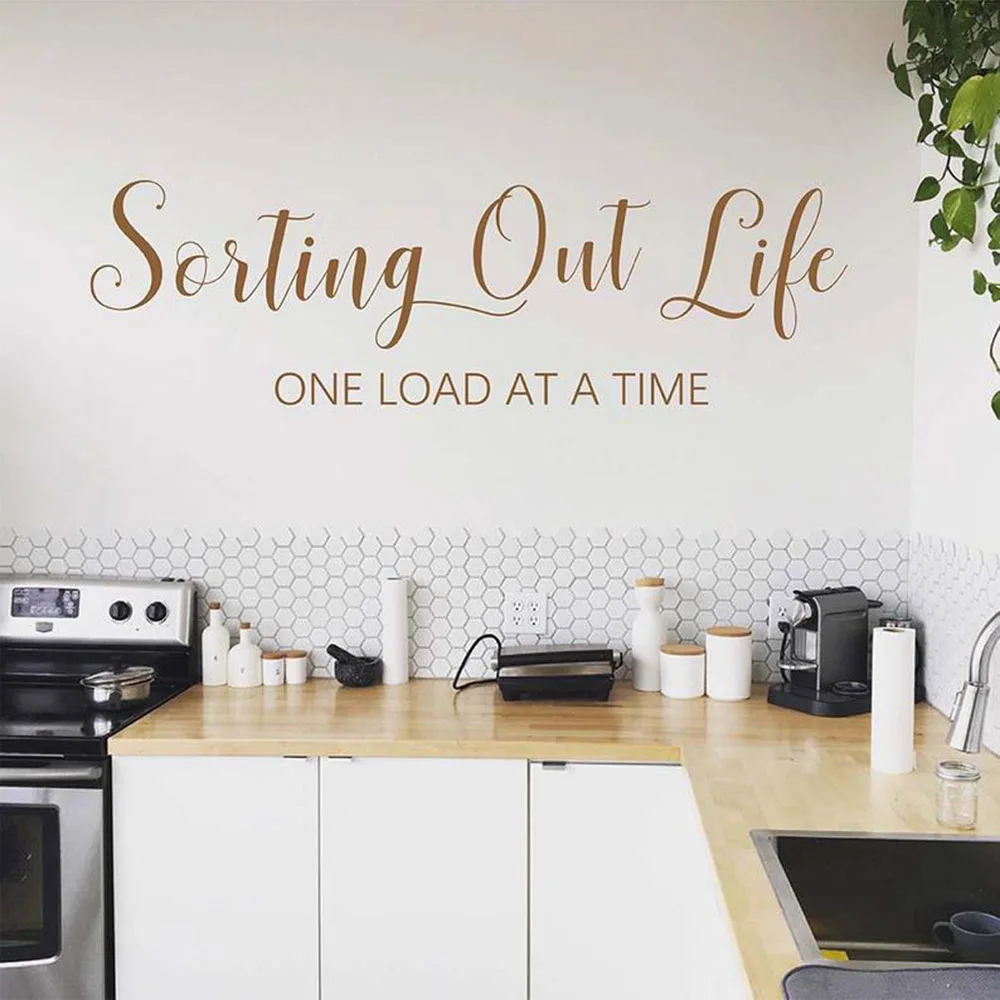 Laundry Vinyl Wall Lettering Sorting Out Life One Load At A Time Quotes Stickers For Bathroom Modern Wallpapers C293 | Дом и сад