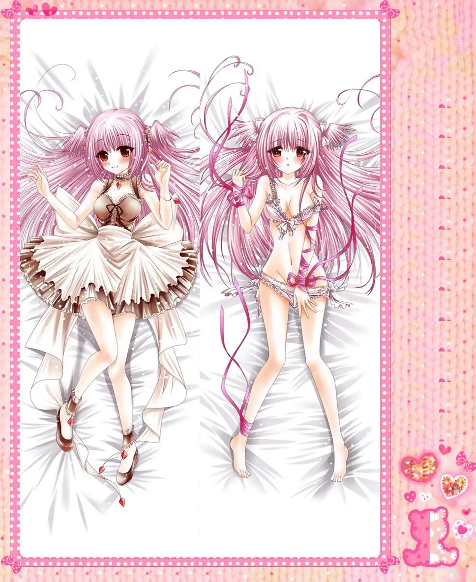 

Anime Cartoon Fantasy maid Double Bolster Hugging Pillow Case Pillow Cover Pillowcase Peach Skin 2 Way No.62010