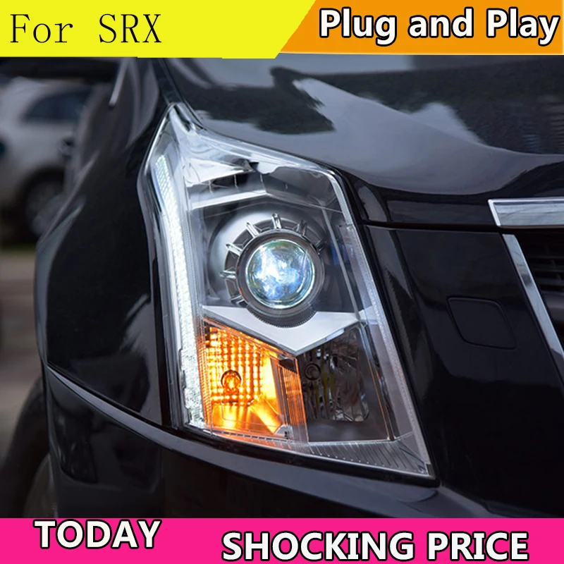 

Стайлинг автомобиля для Cadillac SRX фары 2011-2014 SRX светодиодный ные фары DRL линзы двойной луч H7 HID Ксеноновые Биксеноновые линзы