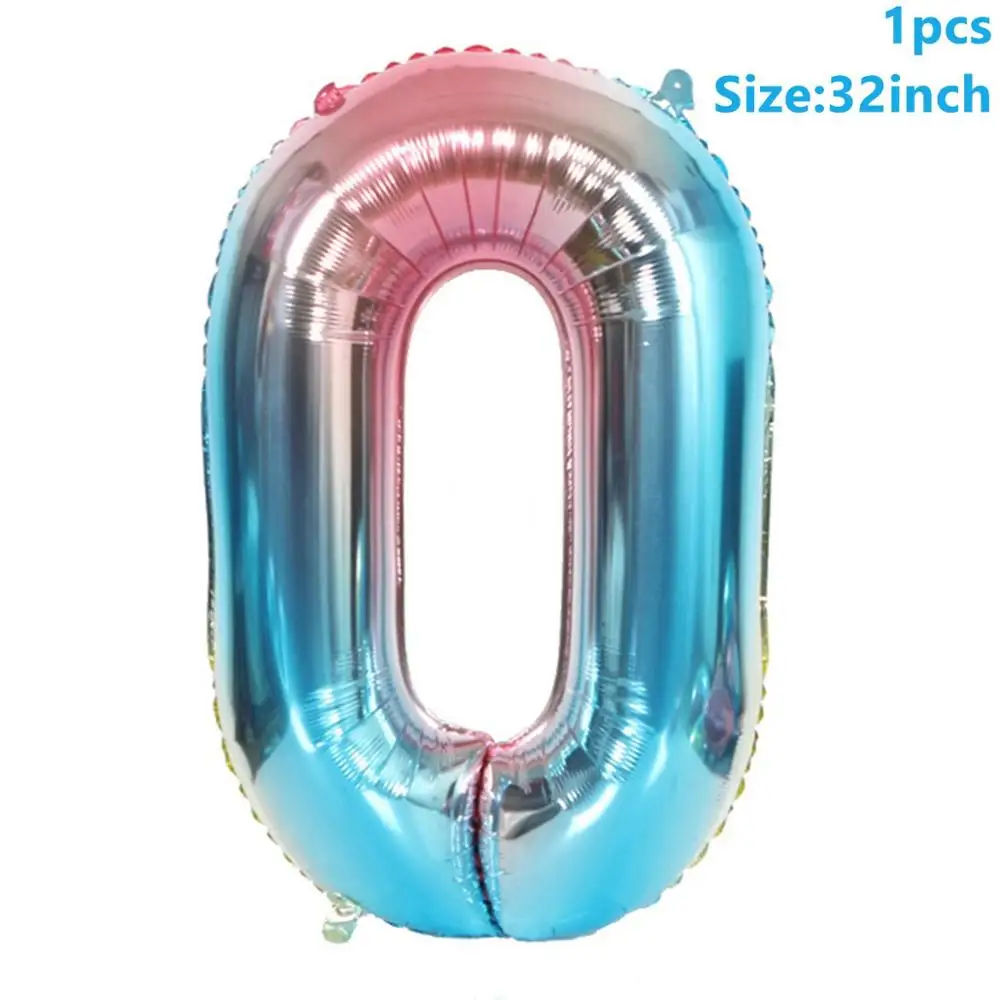 Number 0 Balloons Taoup 32 дюймов счастливый детский день рождения воздушный шар из фольги Градиент Радуга количество баллоны письмо балон гелий балоны Свадебный шар - Цвет: Number 0 Balloons