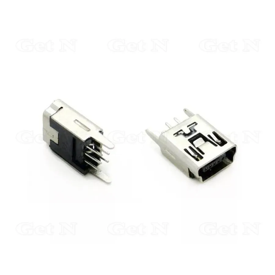 100 шт./лот 5 Pin мини USB гнездо полный медный плоский угол|Соединители| |
