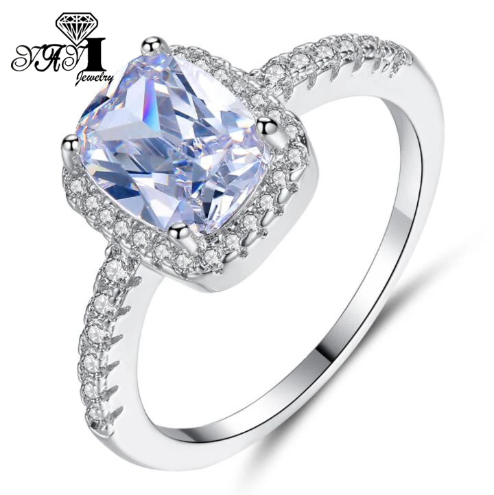 YaYI Jewelry Fashion Princess Cut 3.5 CT White Zircon Silver Color Engagement Rings wedding Heart Rings Party Rings Gifts
