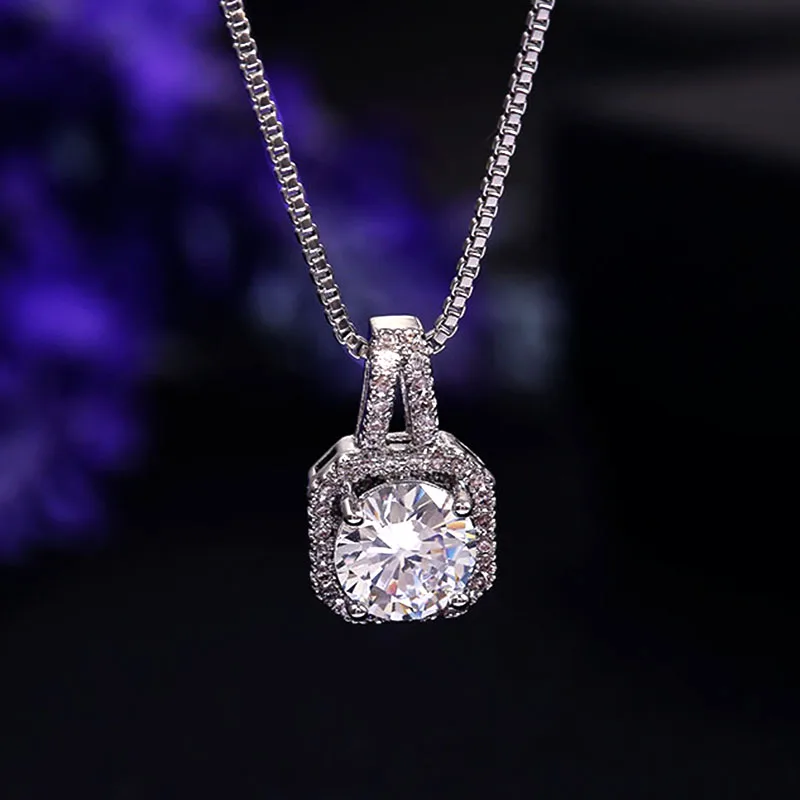 Блестящие 2 карат CZ камень ожерелья и кулоны AAA + кубический цирконий белые Чокеры