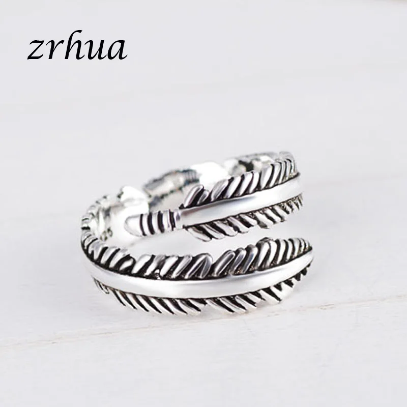 ZRHUA 2019 Brand Vintage 925 Sterling Silver Jewelry Retro Leaf Engagement Wedding Rings For Women Anillo Bijoux Wholesale Price | Украшения