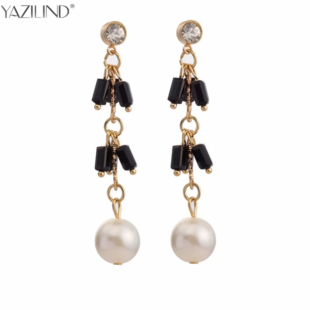 YAZILIND Ethnic Bohemia Tassel Charms Vintage Large Drop Dangle Earrings for Women Black Crystal Ear Brand Jewelry Bijoux | Украшения и