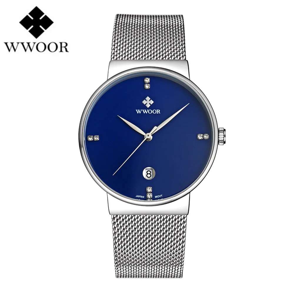 2017 Люксовый Бренд WWOOR часы мужские модные повседневные кварцевые ультра тонкий