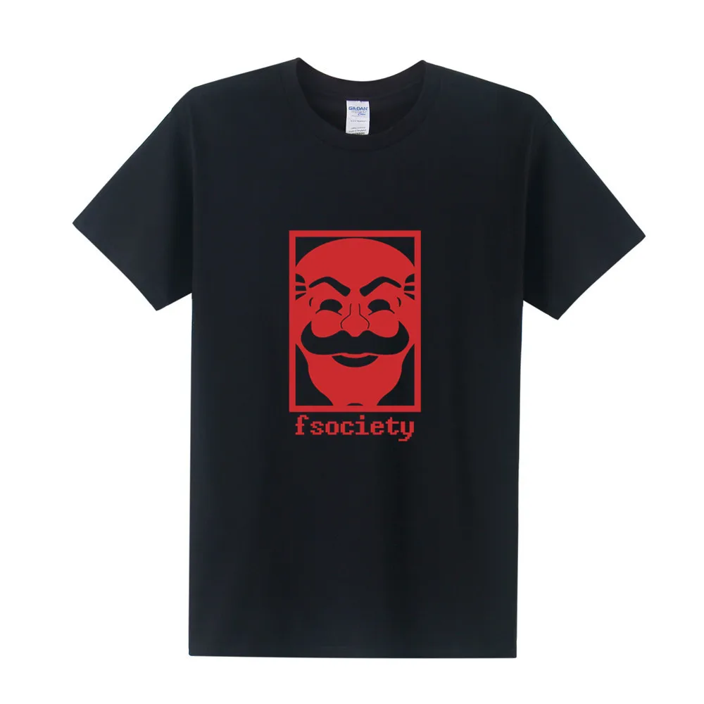 Мужская футболка с принтом маски Mr Robot летняя хлопковая коротким рукавом и