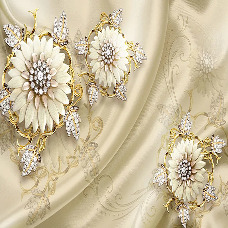 Пользовательские 3D обои золотые украшения Цветы фото настенные фрески Гостиная