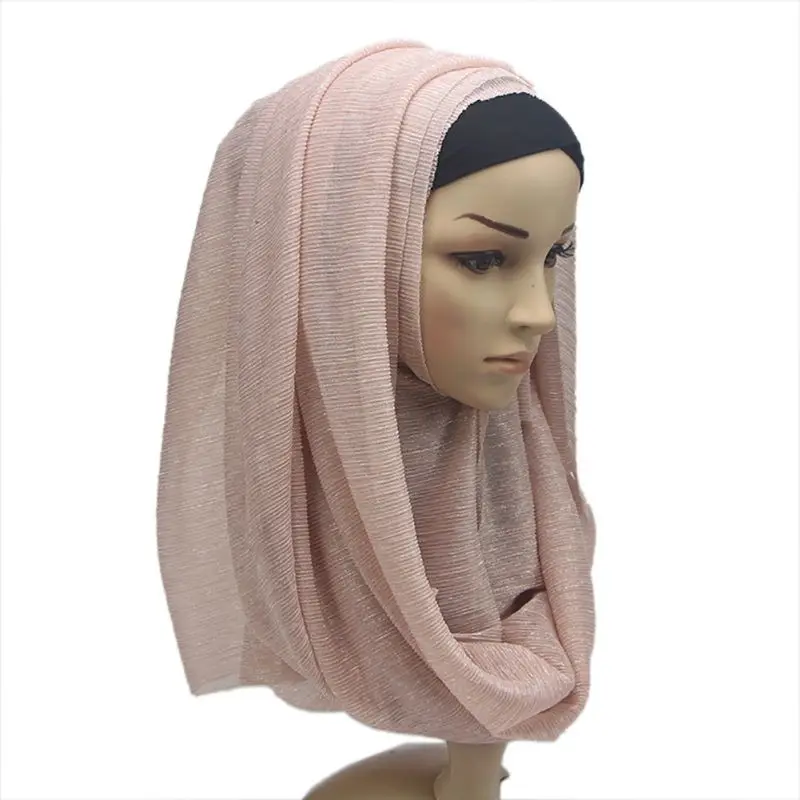 Цветной тюрбан повязка на голову шаль для женщин Hijabs стильный мусульманский