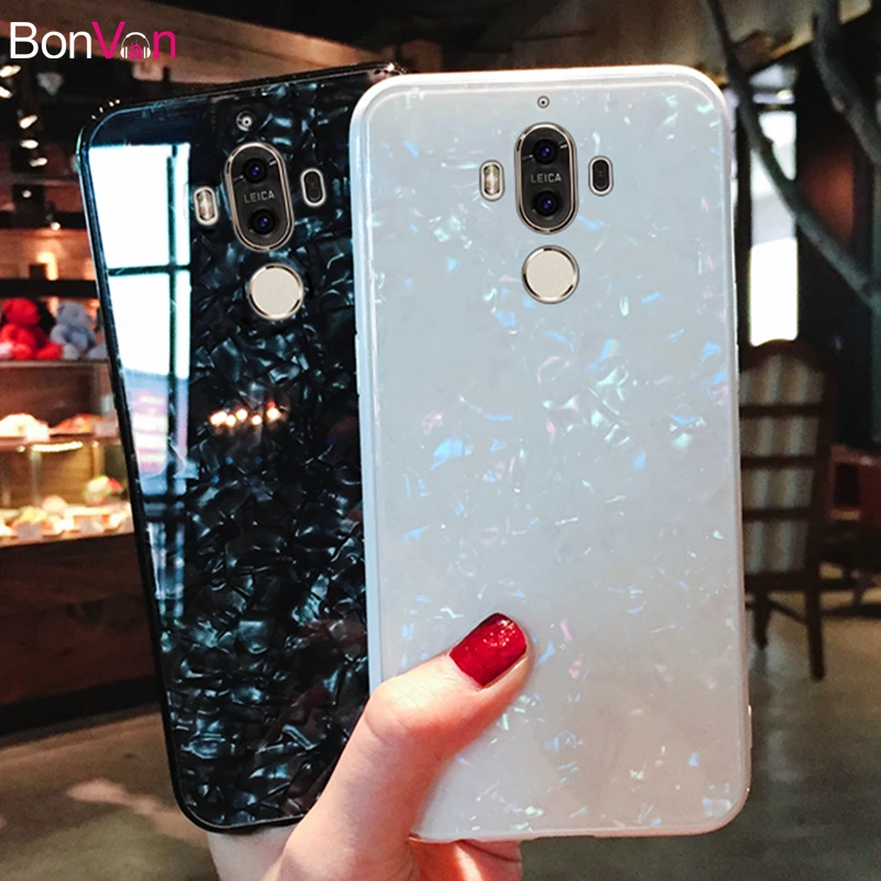 BONVAN закаленное Стекло чехол для huawei mate 10 Pro case мечта Shell Блеск Твердый переплет чехол для huawei mate 9 10 мягкие силиконовый случай защиты чехлы для телефон