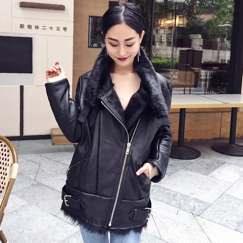 OFTBUY 2019 пальто с натуральным мехом зимняя куртка женская из натуральной кожи