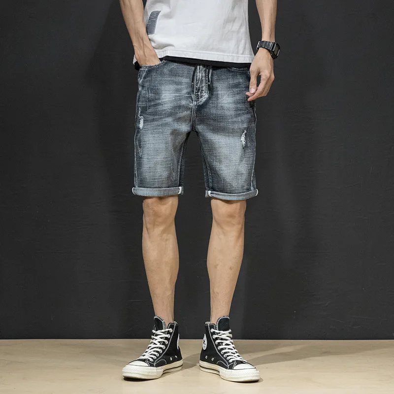 Summer Denim Shorts Male Jeans Men Jean Bermuda Skate Board Harem Mens Jogger Ankle Ripped Wave 38 40 | Мужская одежда - Фото №1