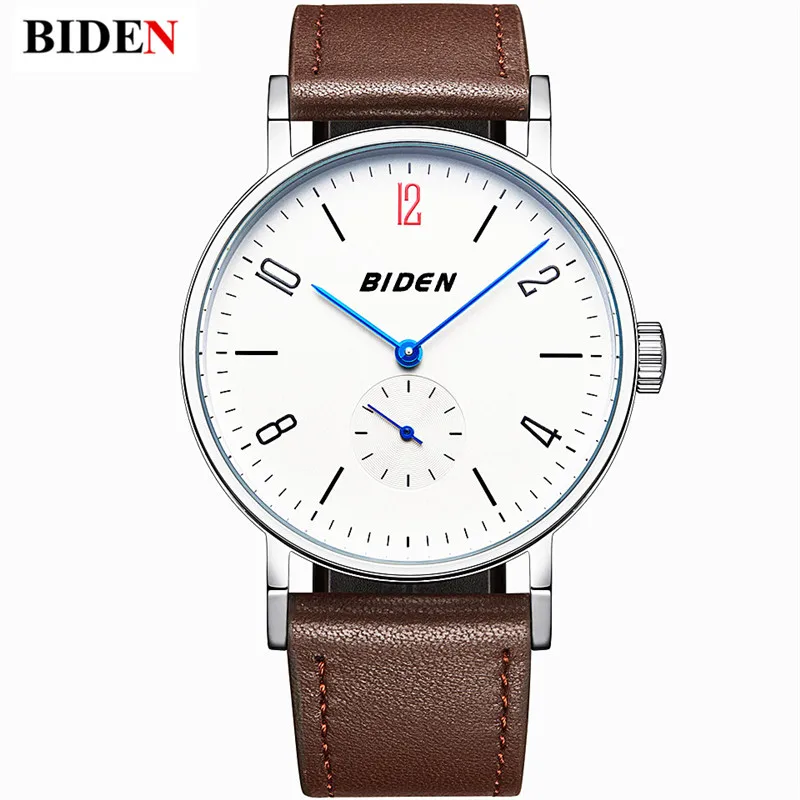 Casual Fashion Leather MensWatch Top Brand BIDEN Hour Clock Simple Design Quartz Watch Men Waterproof Sport Wristwatches Relogio | Наручные