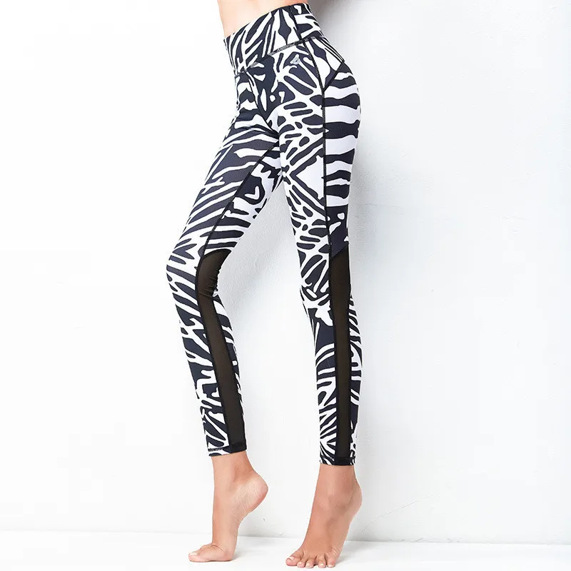 Yoga pants Women Yoga Pants Zebra Sports Leggings Elastic Stretchy Jogging Gym Fitness Leggings Seamless Tummy Control Compression Tights - Цвет: Yoga pants