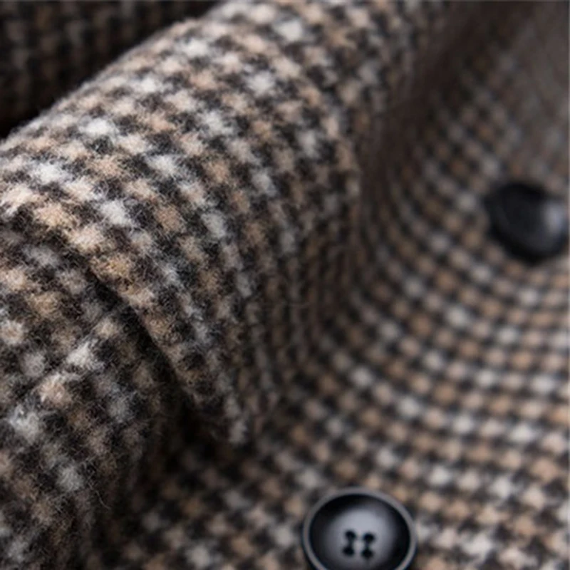 

New Women Lapel Collar Double-sided cashmere Coat Autumn Winter Women's Loose lattice Double Layer Woolen jacket Overcoat A957