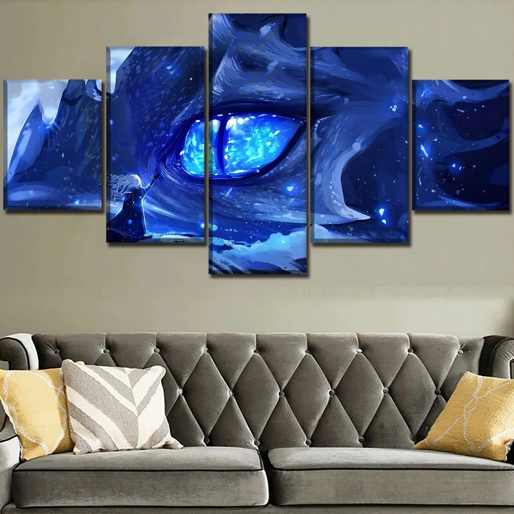 

Настенная картина HD модульные картины декор рамка 5 шт. аниме «глаза Дракона» и «Девочки» картины на холсте домашний декоративный постер