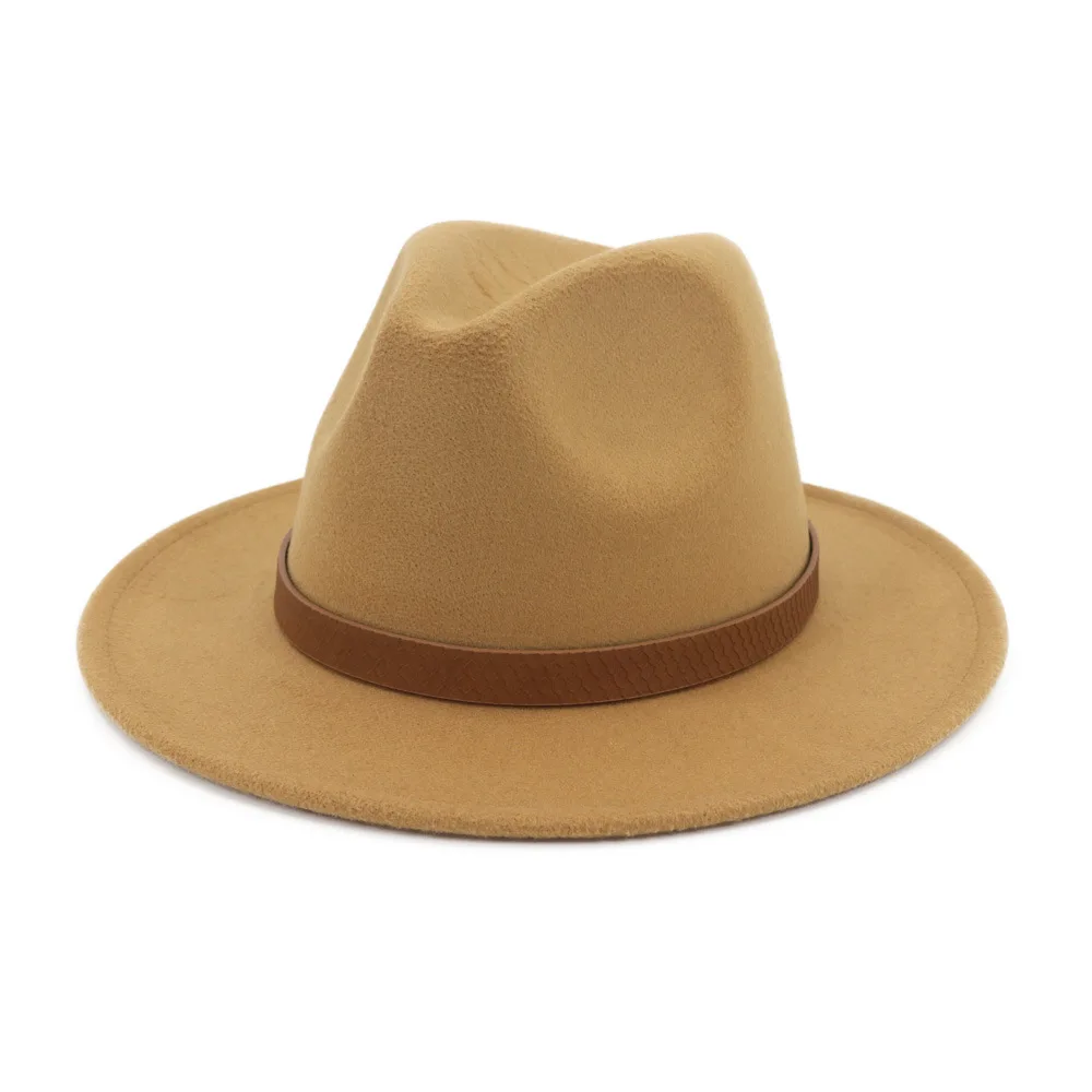 Шерстяная фетровая шляпа Панама Джаз Fedoras Шляпы с поясом украшения плоские полями формальная Вечеринка и сцена топ шляпа для женщин мужчин унисекс