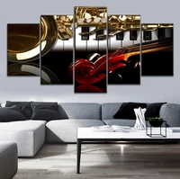 canvas print musical instruments picture 5 panel modular style music classroom wall decor piano and violin handle saxophone draw