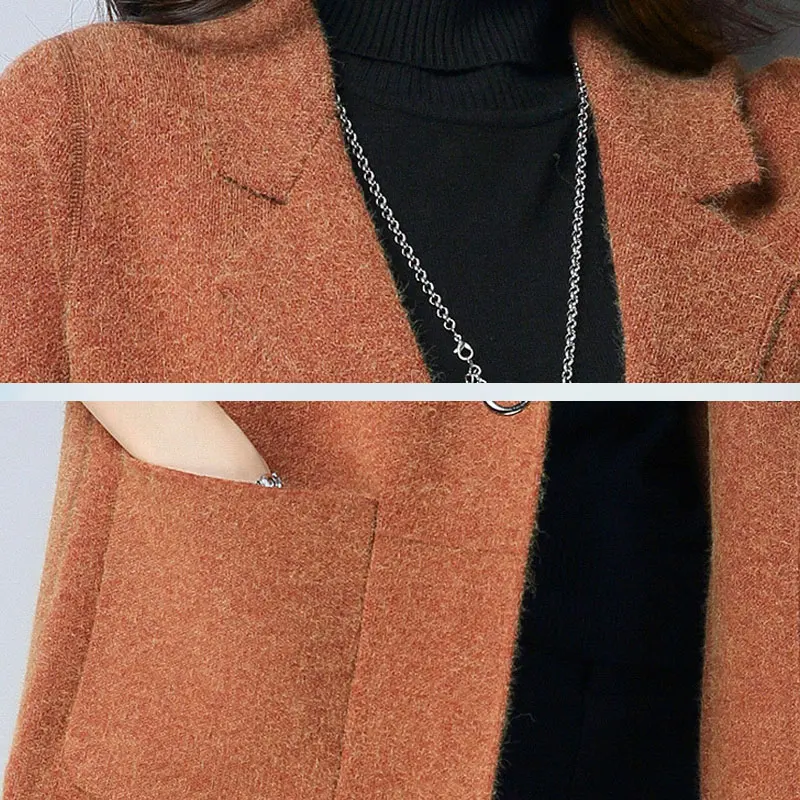 Autumn Knitting Female Cardigan Solid color Medium Long Fashion Coat shawl Winter Button Red wine Sweater Women Outside SS138 |