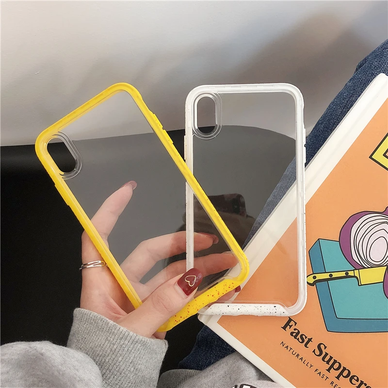 Shockproof transparent phone case for iPhone 8 cases XS MAX 6 6s Plus 7 XR Colored border anti-knock back cover |