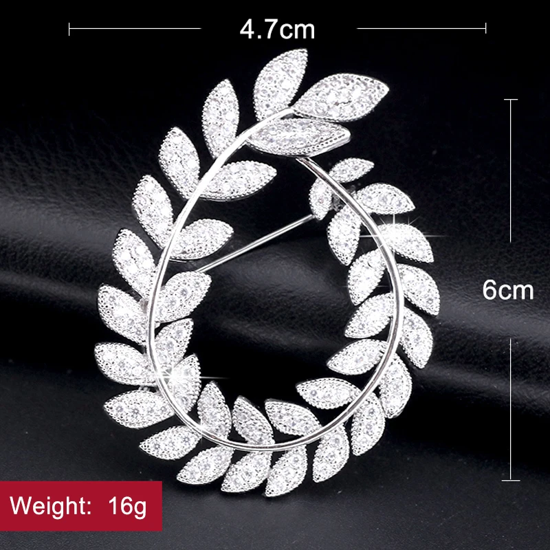 Простые Броши Стразы с фианитами в форме венка листьями булавки для женщин и