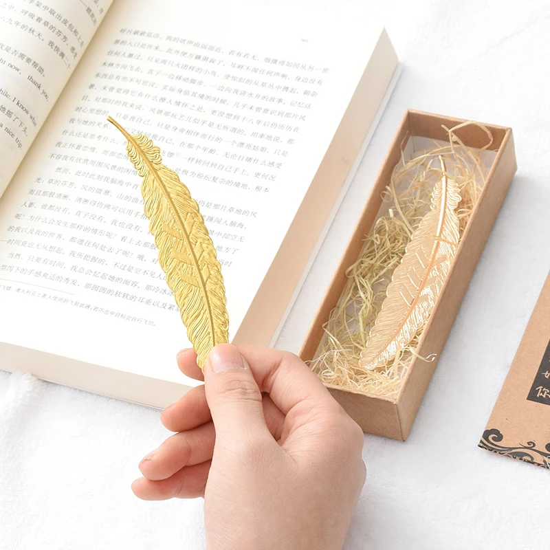 Праздничные свадебные подарки для гостей металлическая Закладка перо винтажная