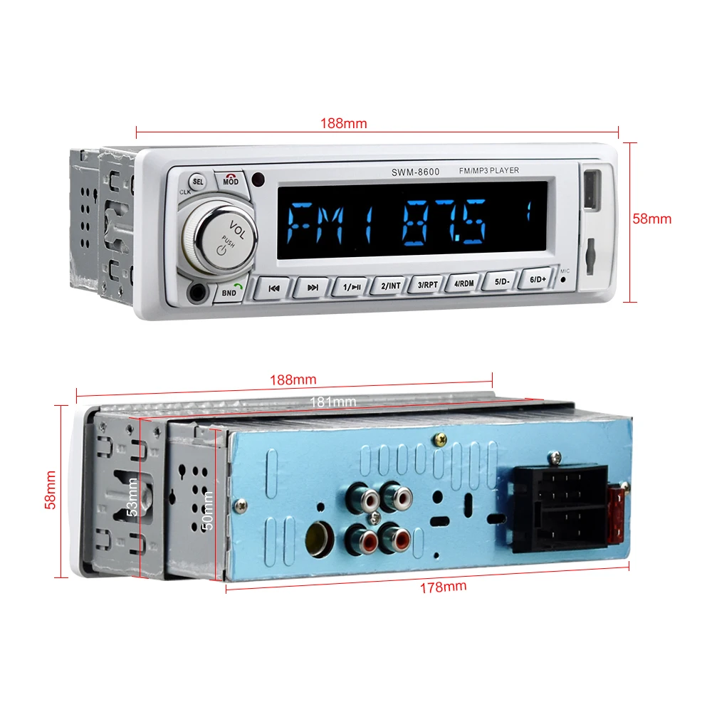 Podofo автомобильный радиоприемник 1 din в тире Авто Радио FM/Bluetooth/SD/USB/MP3