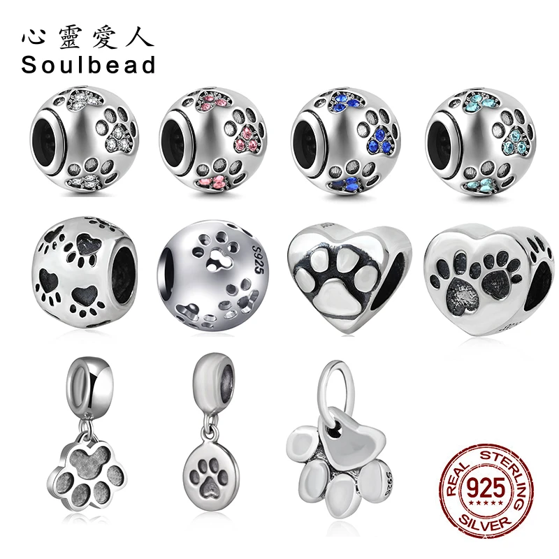 Браслеты шармы Soulbead из серебра 925 пробы с принтом в виде лап|Бусины| |