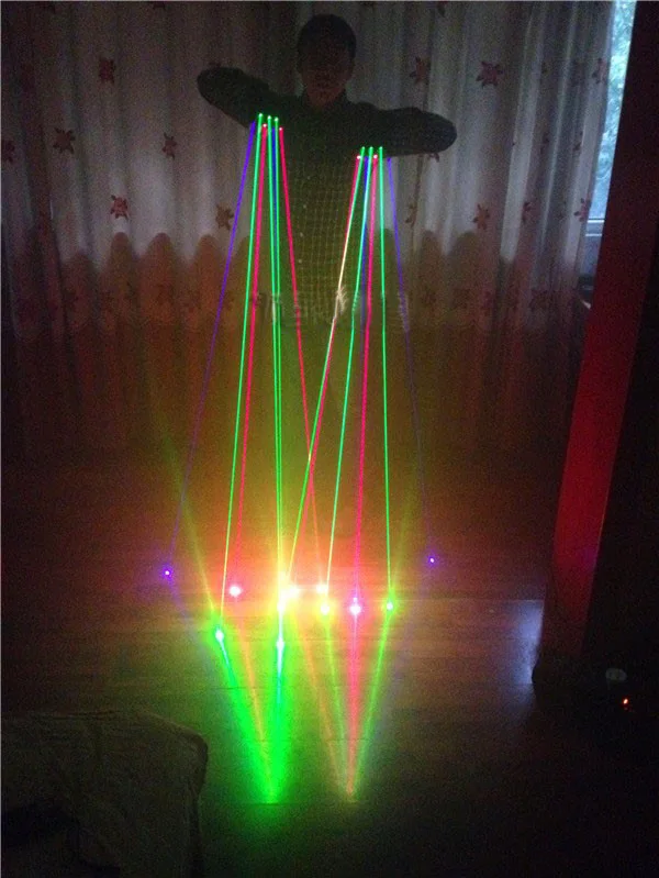 Лазерная перчатка RGB для сценического шоу вечерние с 7 лазерами (2 красных + 3
