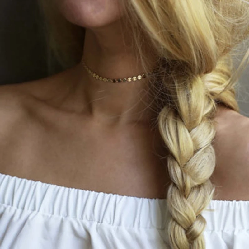 Элегантное металлическое ожерелье чокер с блестками Модная бижутерия