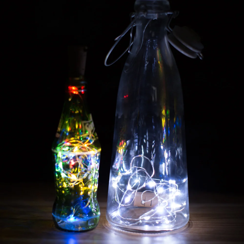 2M LED Cork light Bottle stopper lamp copper wire string Battery Powered creative Outdoor Party lantern fire tree decor | Освещение