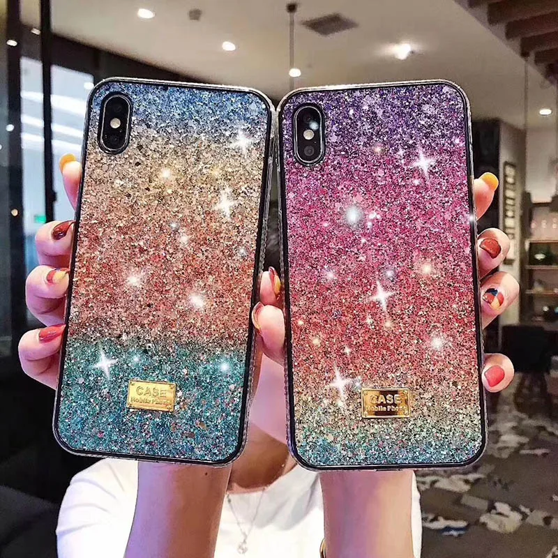 Роскошный Блестящий Мягкий силиконовый чехол для iphone 6 7 plus 8 X XS XR MAX цветной