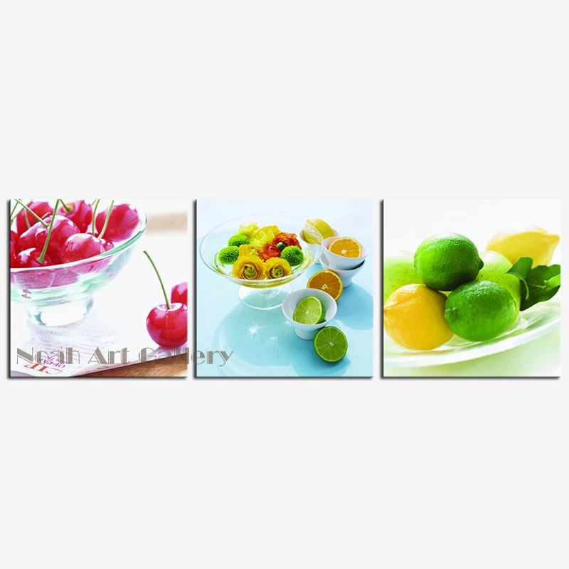 3 Панели свежие фрукты вишни современные натюрморты живопись художественные