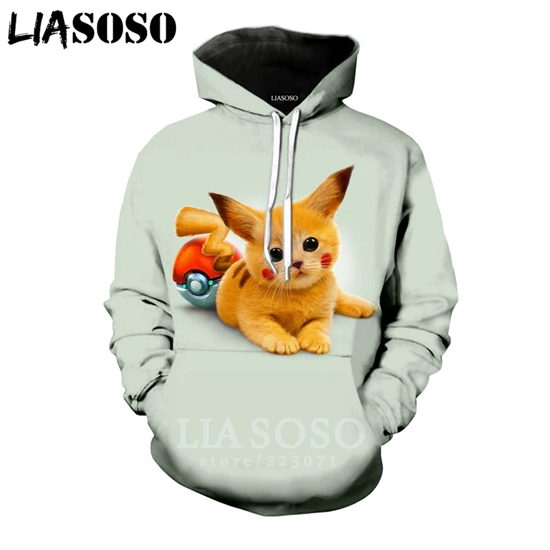 20 Аниме Покемон толстовки LIASOSO Зима Новая мода для мужчин женщин толстовка 3D принт мультфильм длинный рукав Топ Harajuku пуловер A218-01 - Цвет: 20