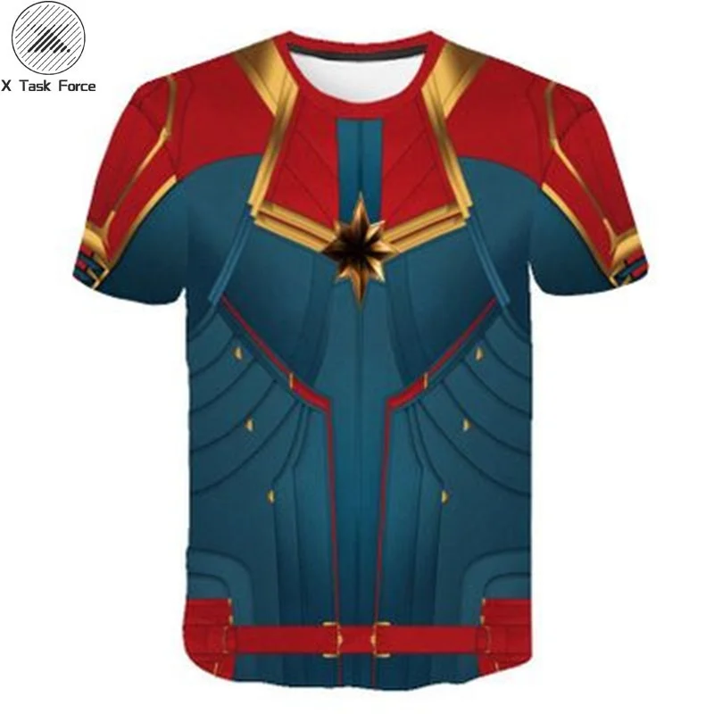 Новинка 2019 Мужская/женская футболка с 3D принтом капитана Марвел Carol Danvers