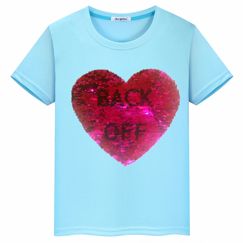 Новинка лета 2019 детская одежда с надписью love BACK OFF хлопковая Футболка блестками