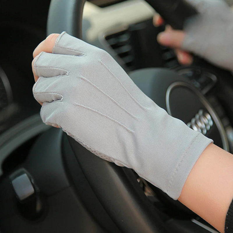 Перчатки для вождения SZ009W мужские, тонкие дышащие Нескользящие митенки с пальцами, защита от солнца, летние