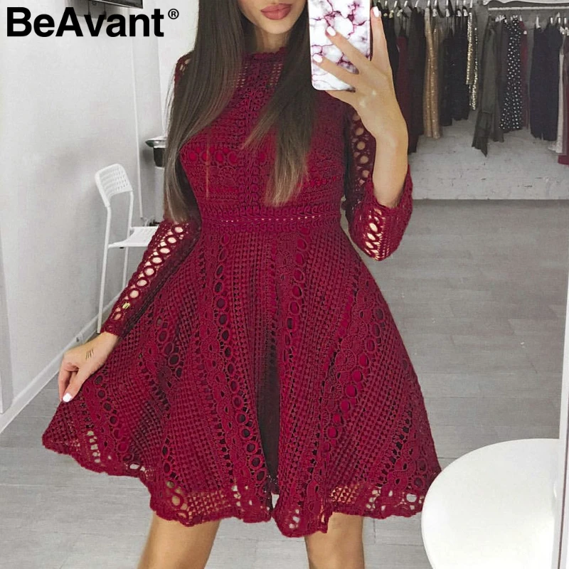 BeAvant сексуальное открытое Белое Кружевное Платье женское элегантное осенне