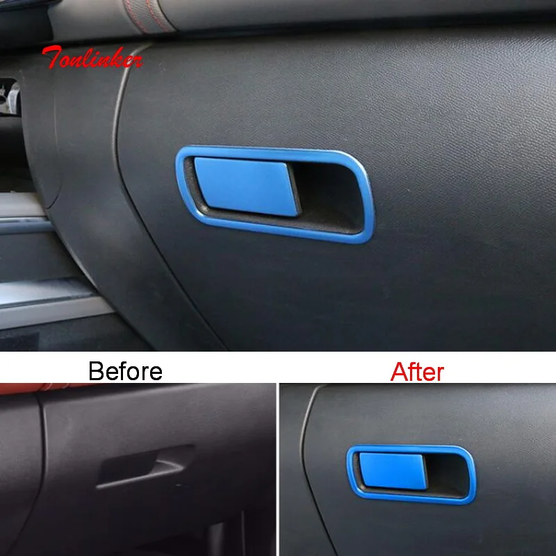 

Tonlinker Interior Car Gloves Box Cover Sticker for CITROEN C5 AIRCROSS 2017-19 Car Styling 2 PCS Stainless steel Cover sticker