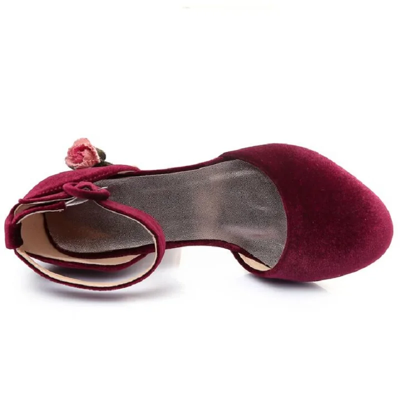 Женские бархатные босоножки на квадратном каблуке большие размеры|fashion sandals|sandals