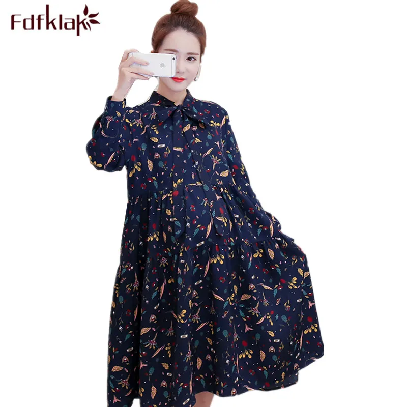 Платье для беременных Fdfklak шифоновое платье с длинным рукавом и цветочным