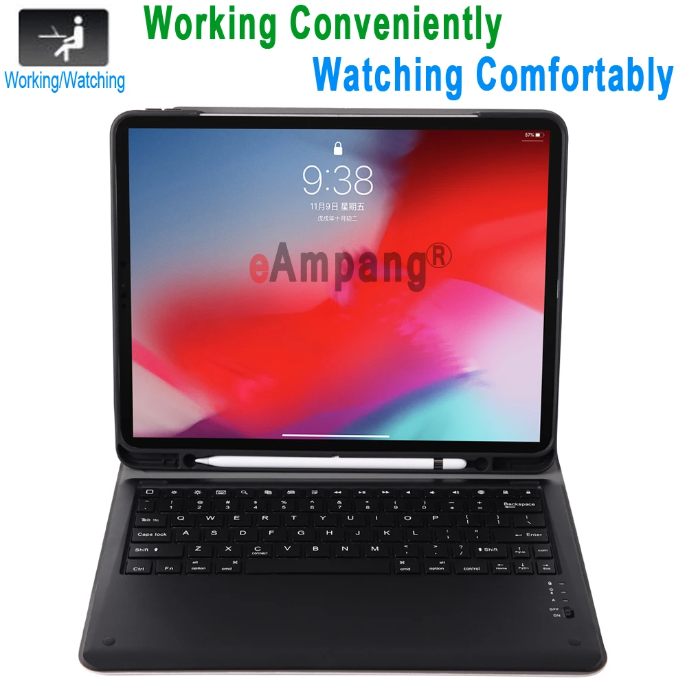 Чехол для клавиатуры для Apple iPad Pro 12,9 A1876 A2014 A1895 A003 тонкий кожаный чехол Bluetooth клавиатура с карандашом