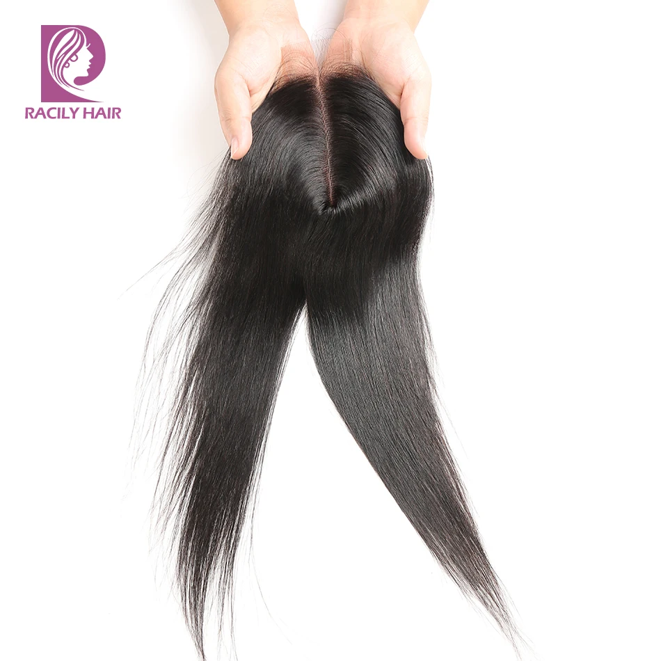 Черные волосы прямые бразильские 2x6 Кружева Закрытие Remy Ким К человеческие