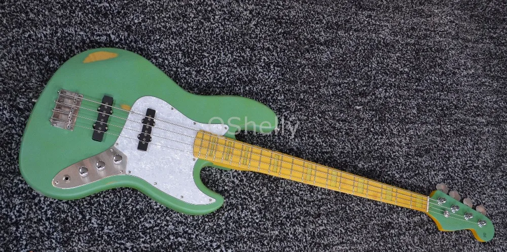 Высшее качество QShelly под заказ морской зеленый реликс Джаз 4 струны старое